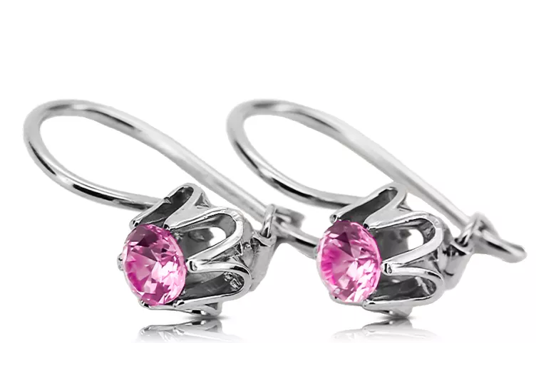 Kolczyki z 925 Srebro 925 z Amethyst vec013s Rosyjski styl Klasyczny Vintage Art Deco